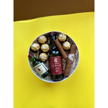 Man Box Jameson ír whiskey ital kézműves Cola + Ferrero Rocher + csoki szivar