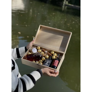 Bumbu rum Bin Box - fa ajándék lezárható láda ital Box