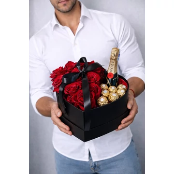 Exclusive ajándék Örökózsa + Moët & Chandon pezsgő + Ferrero Rocher