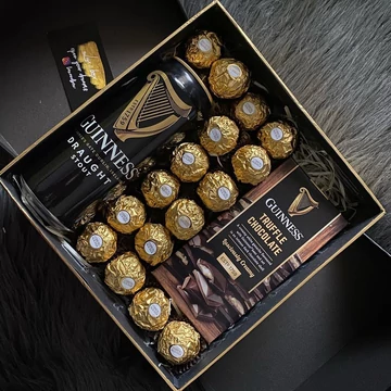 Guinness sör + Guinness táblás csokoládé fekete-arany LuxBox