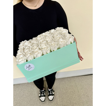 Türkiz Örökrózsa Box szögletes forma - Tiffany hercegnő kedvence