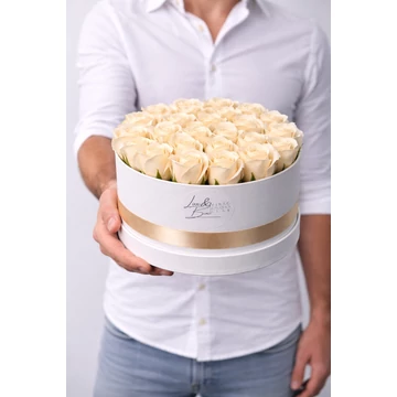 Örökrózsa doboz  20 cm krém-barack színű