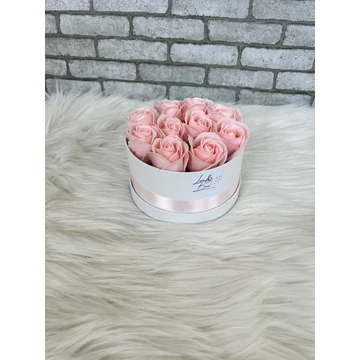 Szappanrózsa Box ajándék doboz 15x8 cm rózsaszín