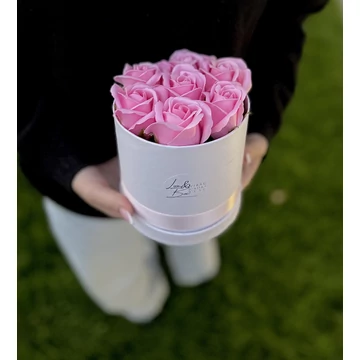 Szappanrózsa Box ajándék rózsa doboz 12 cm rózsaszín