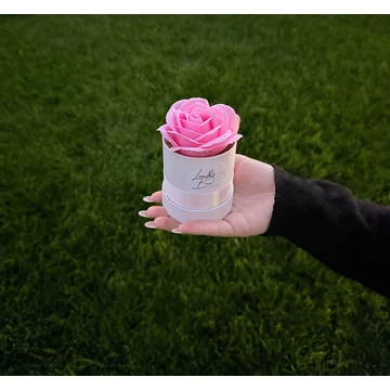 Rózsa doboz 1 szálas rózsaszín szappanrózsából Rózsa doboz 1 szálas rózsaszín szappanrózsából