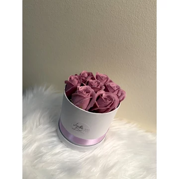 Szappanrózsa Box ajándék rózsa doboz 12 cm mályva
