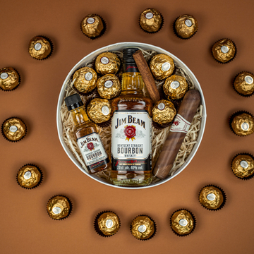 Premium Man Box Jim Beam ital + Ferrero Rocher + csoki Szívar