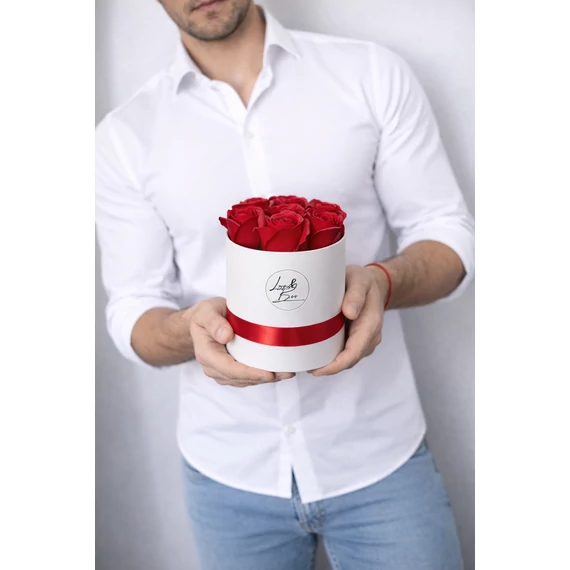 Szappanrózsa doboz 12 cm piros