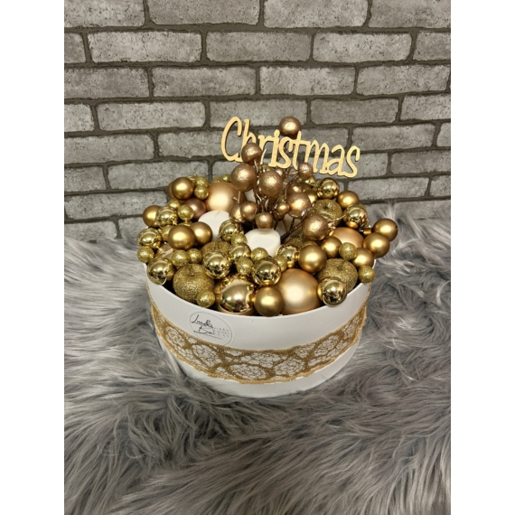 Adventi asztaldísz Box - karácsonyi dekoráció - arany