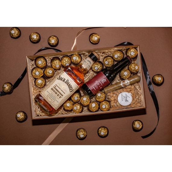 Jack Daniel's Honey whiskey likőr ital Wood Box - fa ajándék láda