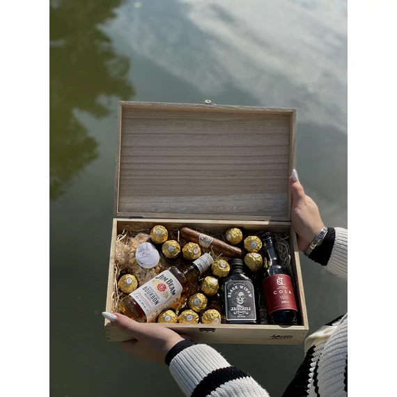 Jim Beam whiskey Bin Box - fa ajándék lezárható láda ital Box