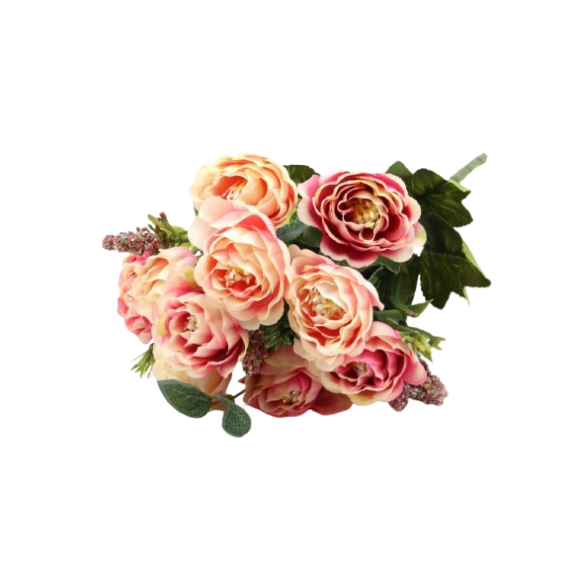 Fodros cirmos 10 fejes rózsa csokor 25 cm