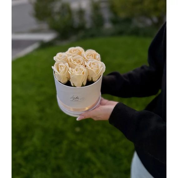 Szappanrózsa ajándék rózsa doboz 12 cm barack Box
