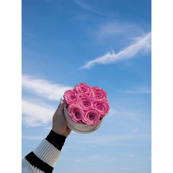 Tartósított örökrózsa dobozban 12 cm rózsaszín